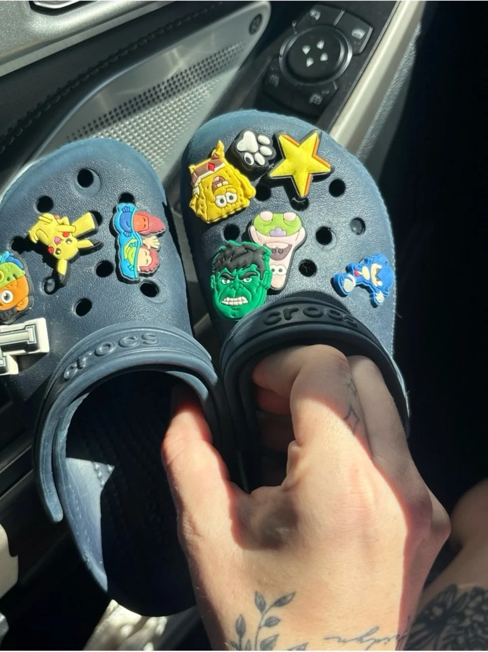 CROCS Kids Navy Blue Clog with Character Jibbitz